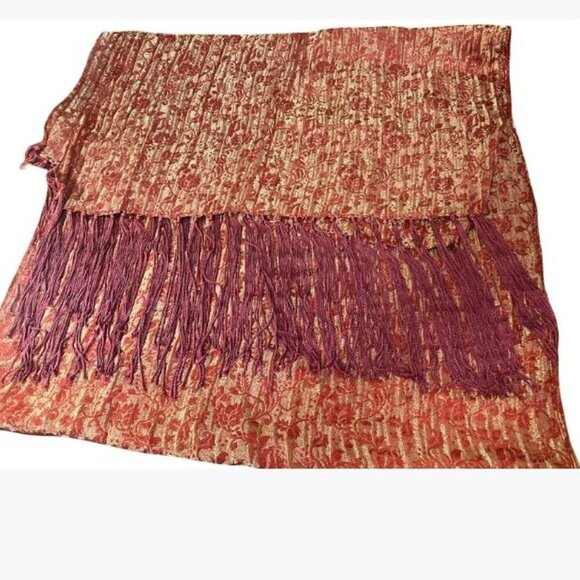 Unbranded Brocade Scarf in Red Wine and Gold  OS  EUC - Picture 3 of 7